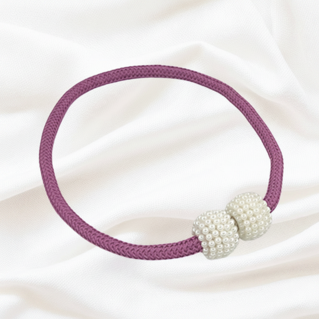Plum Purple magnetic pearl curtain tie-back 2-pack