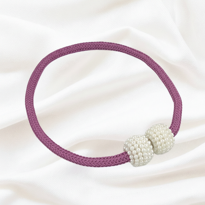 Plum Purple magnetic pearl curtain tie-back 2-pack