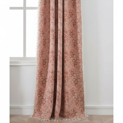 Wildflower Weave Curtain Blush Bloom