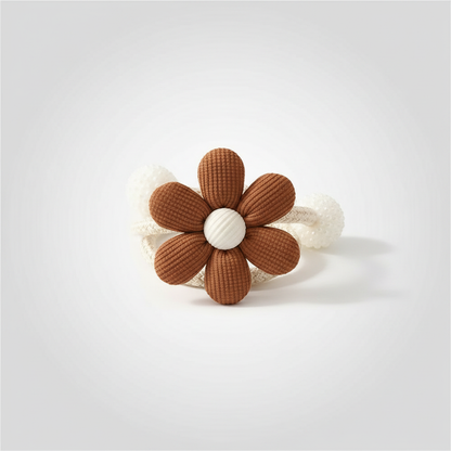 Chestnut Brown whimsical flower curtain tie-back packshot