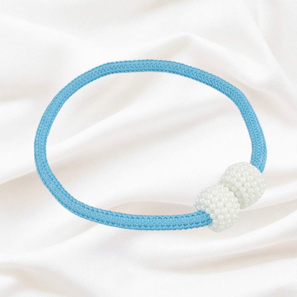 Sky Blue magnetic pearl curtain tie-back 2-pack