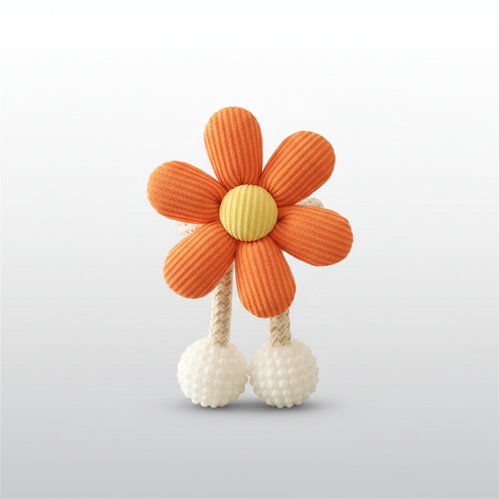 Amber Orange whimsical flower curtain tie-back packshot