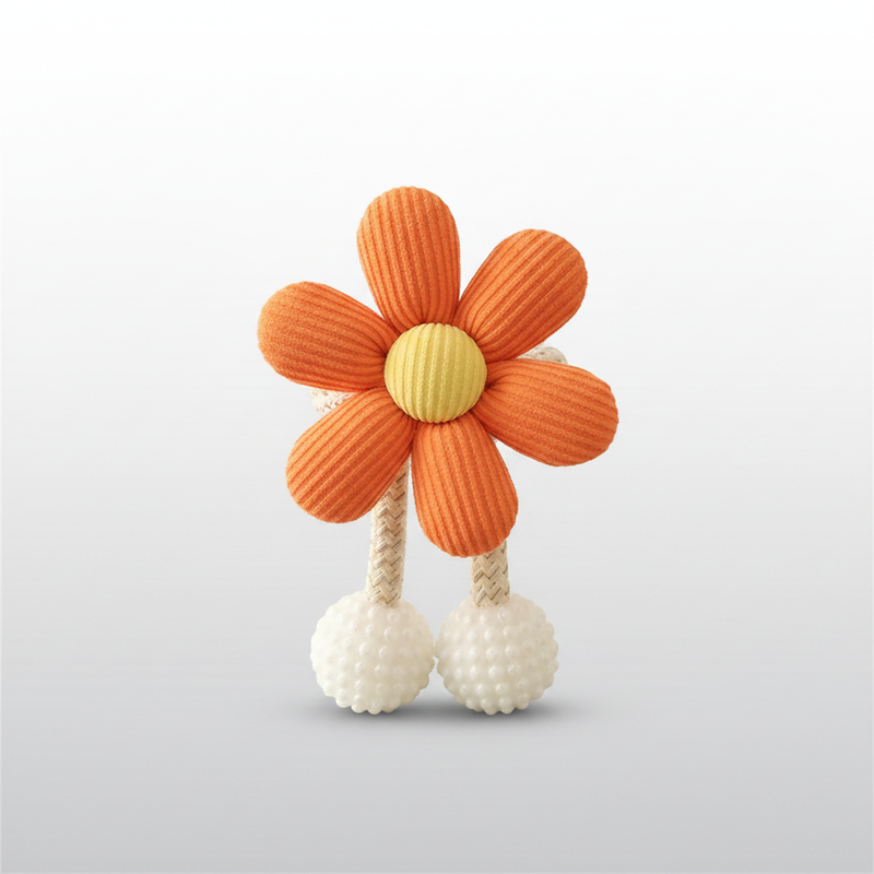 Amber Orange whimsical flower curtain tie-back packshot