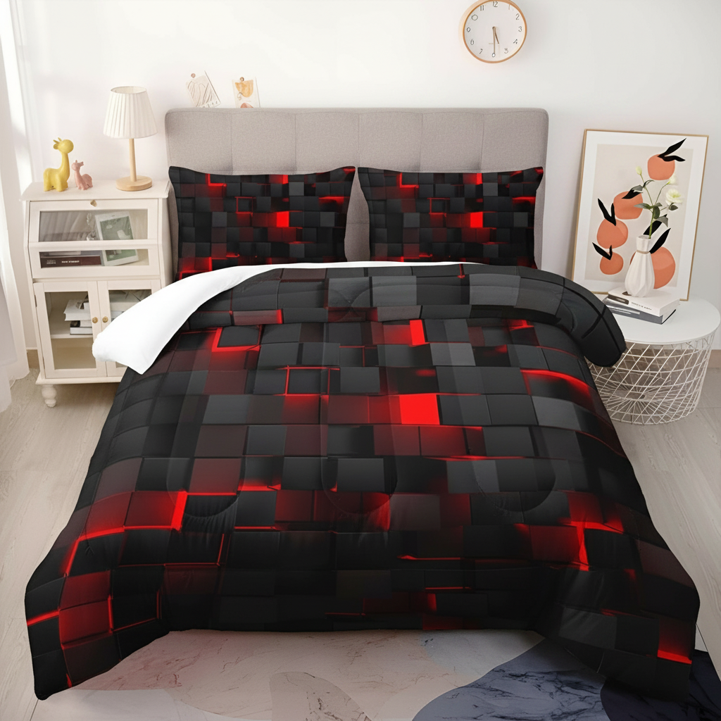GEOMATRIX Duvet Cover Set Red