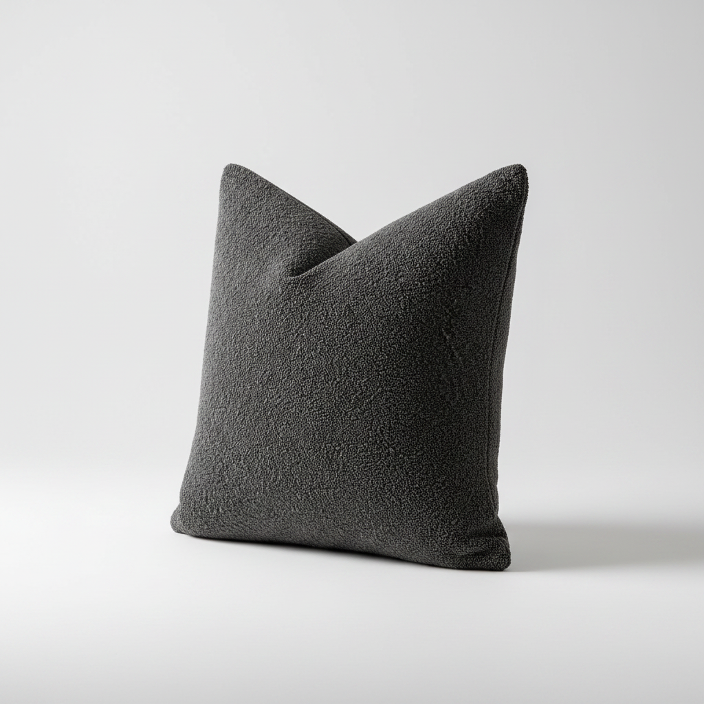 Calen Pillow Cover - Dark Gray boucle
