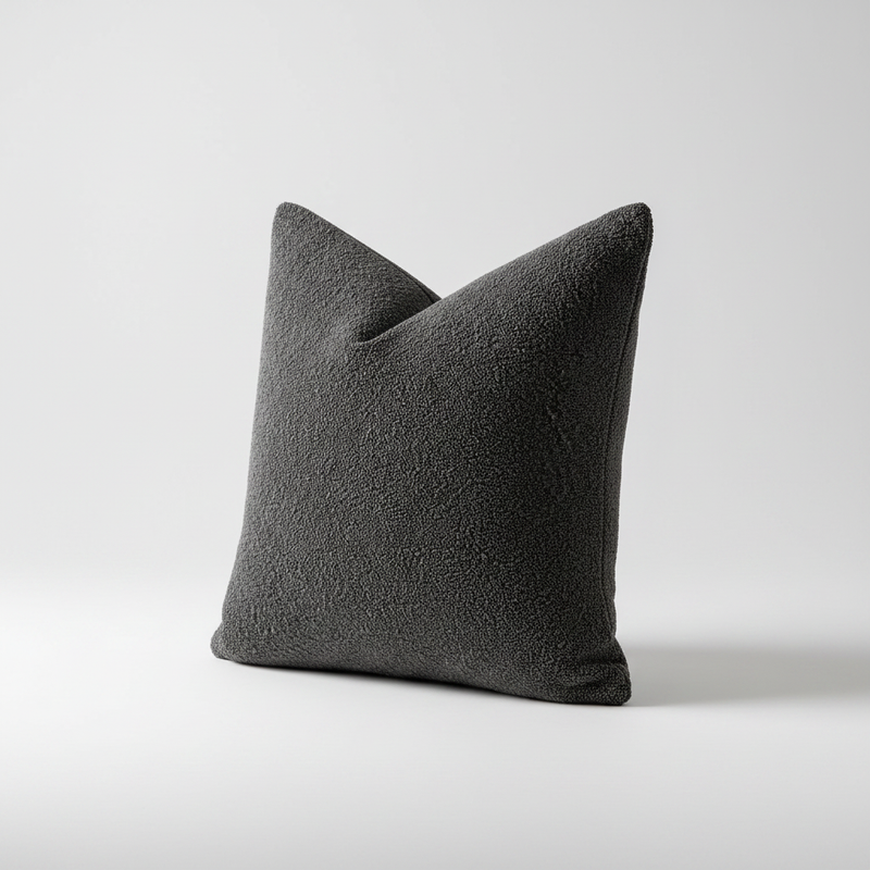 Calen Pillow Cover - Dark Gray boucle