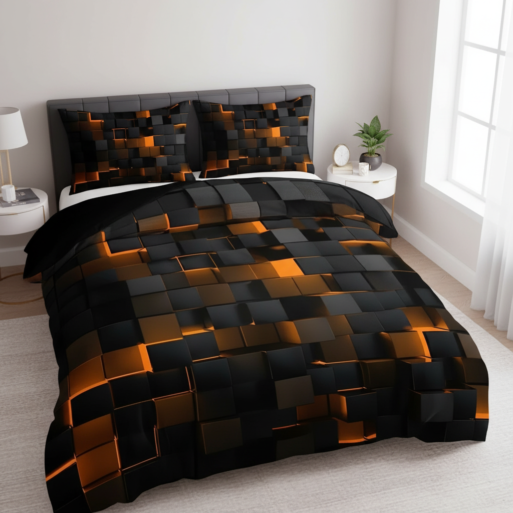 GEOMATRIX Duvet Cover Set Yellow