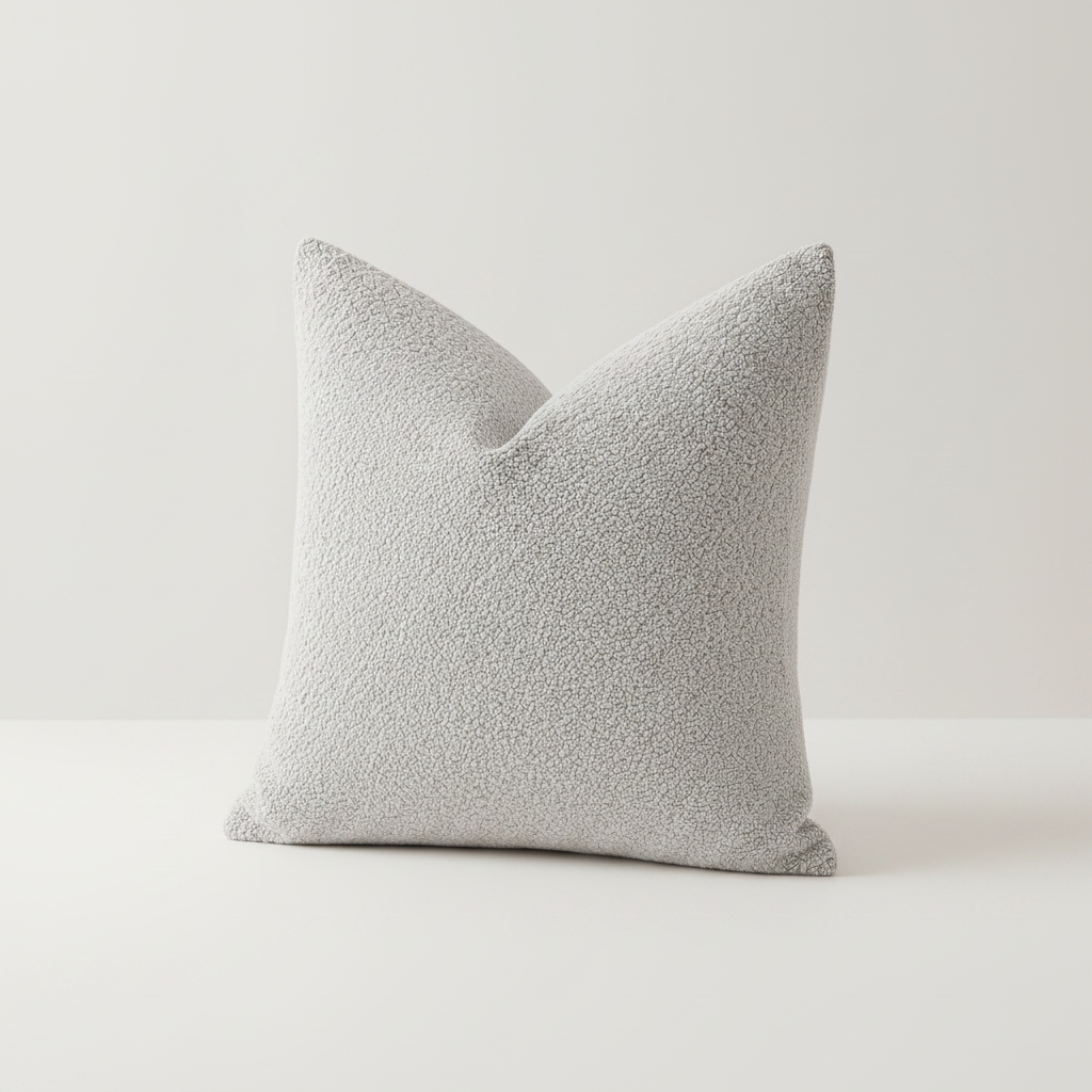 Calen Pillow Cover - Light Gray boucle