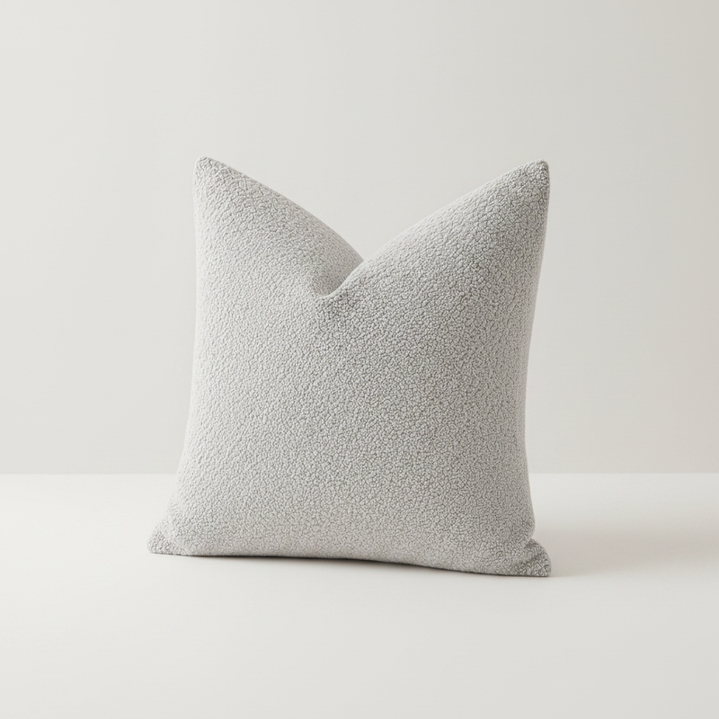 Calen Pillow Cover - Light Gray boucle