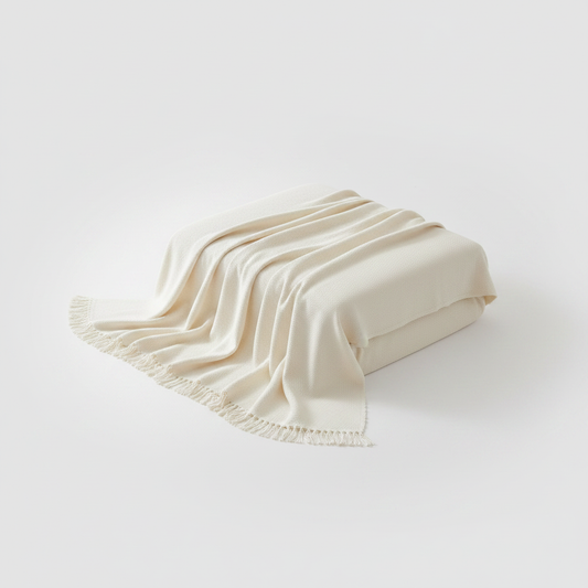 Mousoon Off-White Throw Blanket