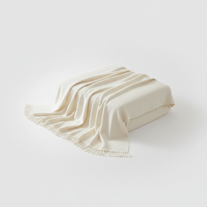 Mousoon Off-White Throw Blanket