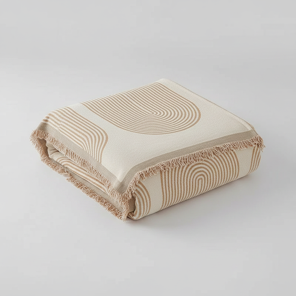 Sandy Tan Chenille Throw Blanket
