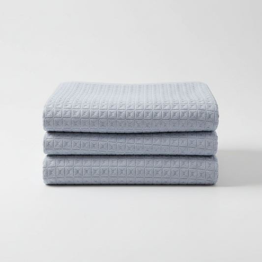 Ocean Dream waffle cotton summer blanket folded