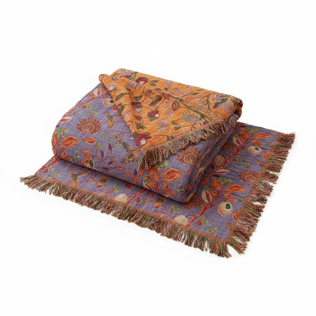 Botanic Floral Cotton Tassel Blanket - Wild Flora
