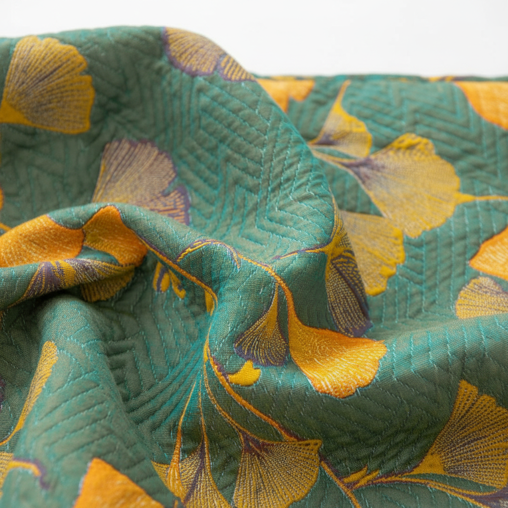 Jacquard Floral Ginkgo Leaves Reversible Coverlet