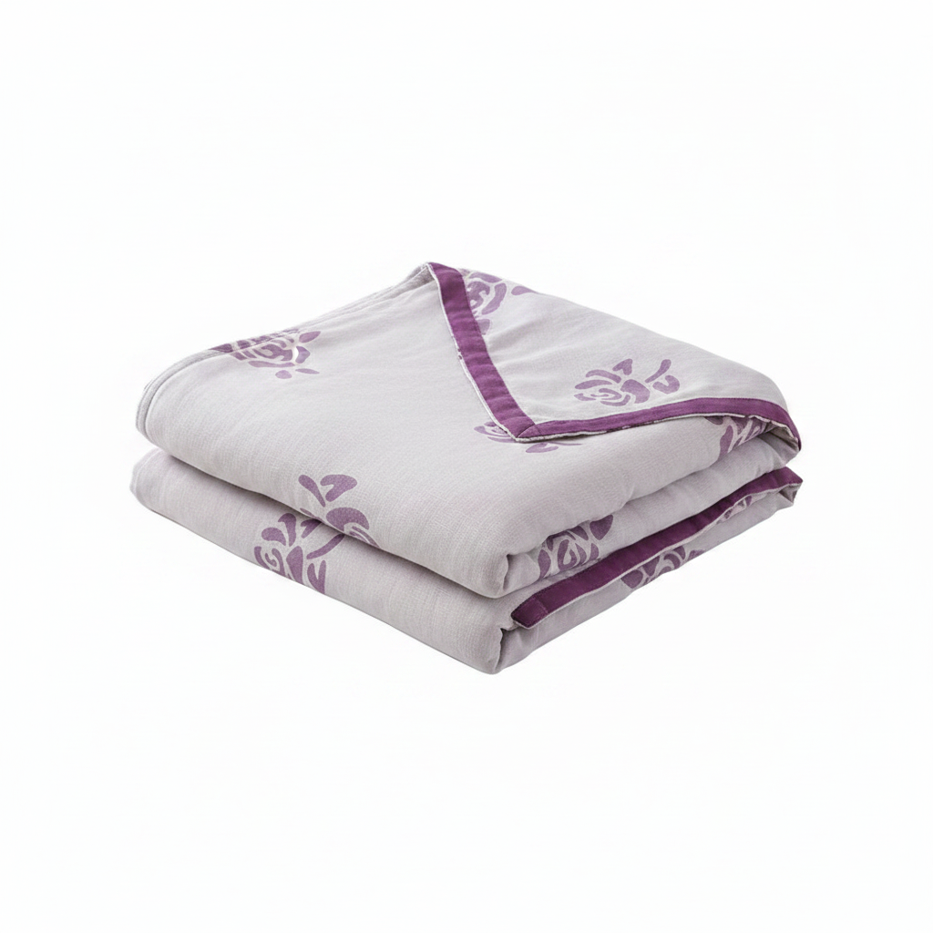 Bamboo Fiber Rose Cooling Blanket - Purple