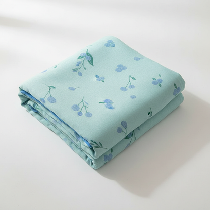 Blue Floral Bamboo Fiber Cooling Blanket