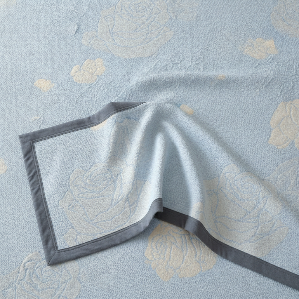 Blue Rose Bloom Cotton Blanket