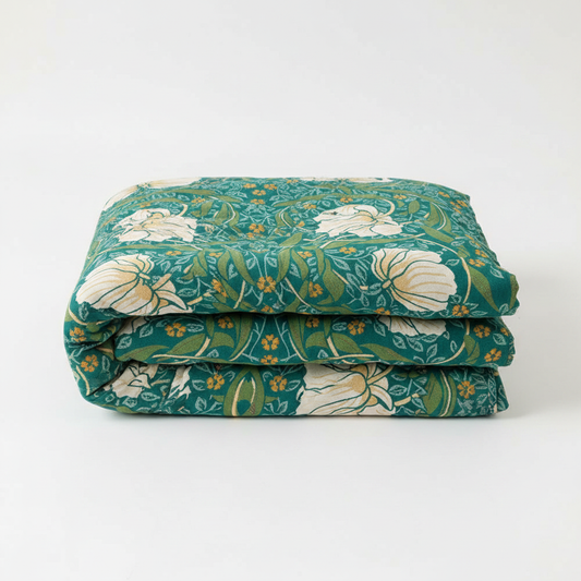 Green Botanical Bloom Cotton Blanket
