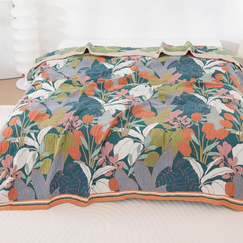 Garden-Inspired Cotton Gauze Blanket