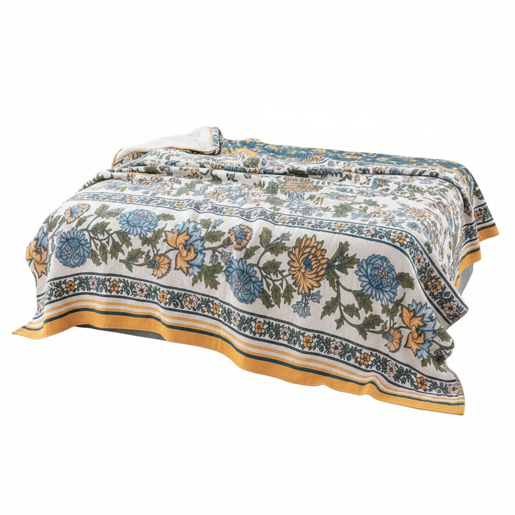 Meadow Bliss Boho Floral Blanket