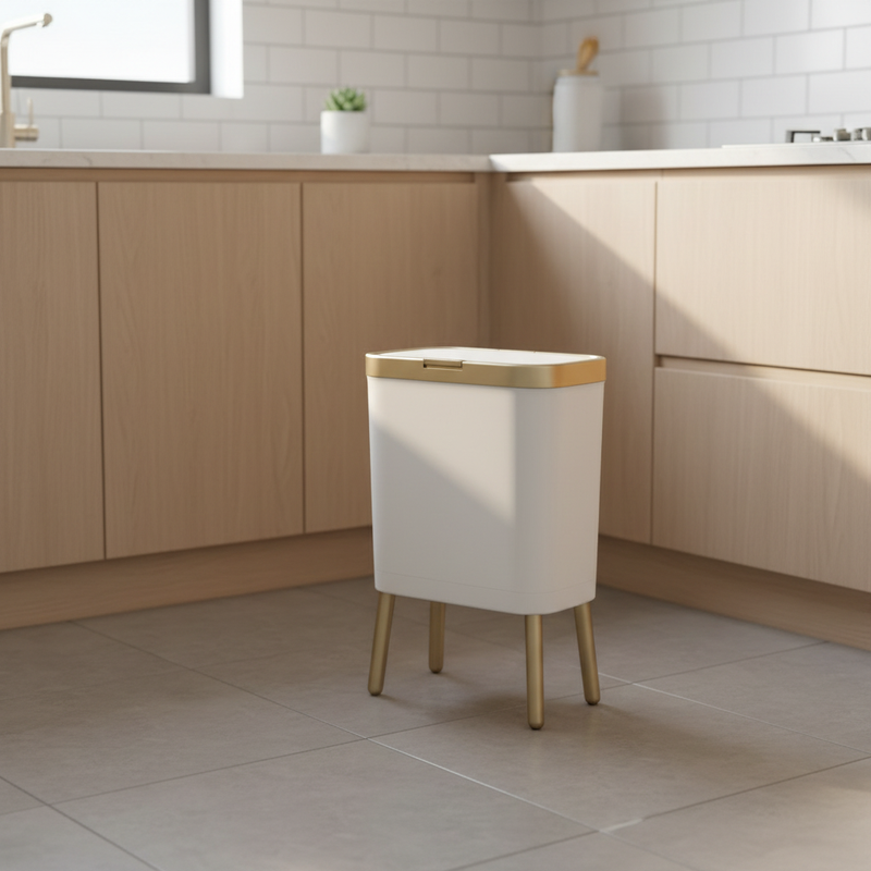 15L Elevated Trash Can placed in a clean modern kitchen corner
