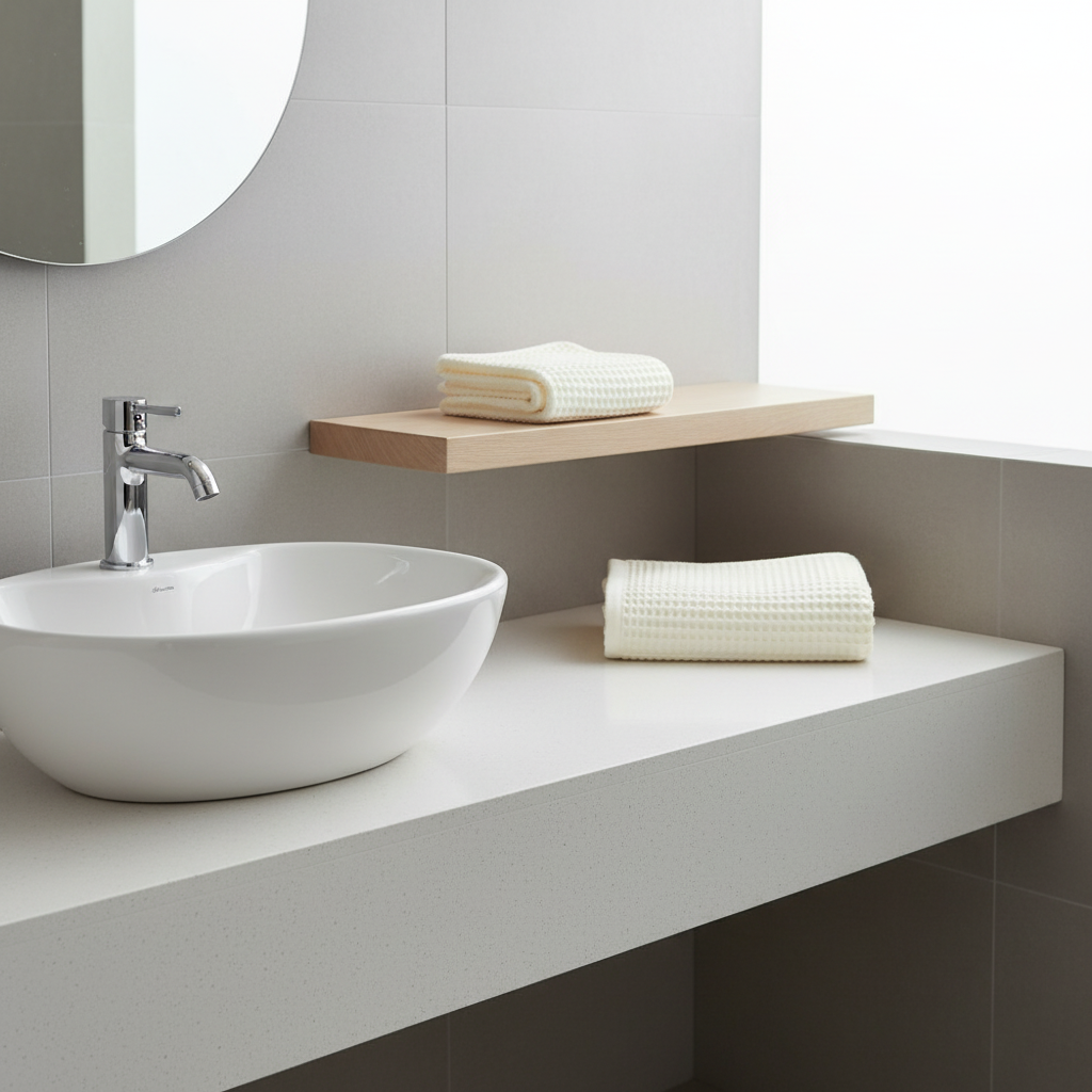 Cotton Waffle Bath Towel styled in a modern bathroom