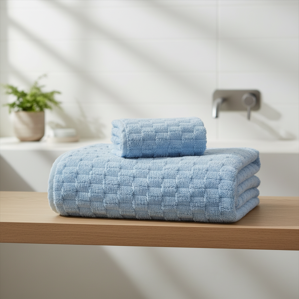 Soft Fleece Towel Set 2-Piece in modern bathroom lifestyle