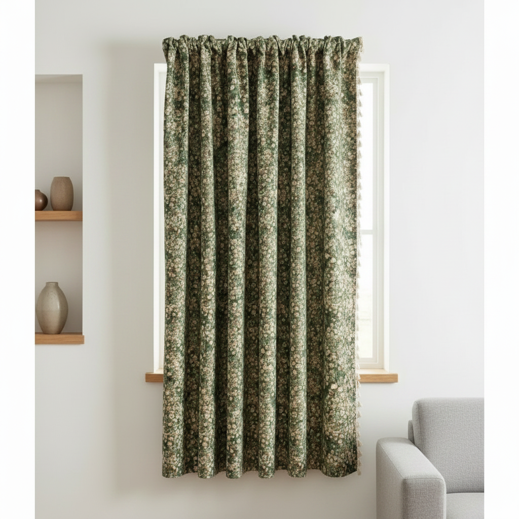 Noveau Ditsy Floral Tassel Curtain lifestyle - hung on window