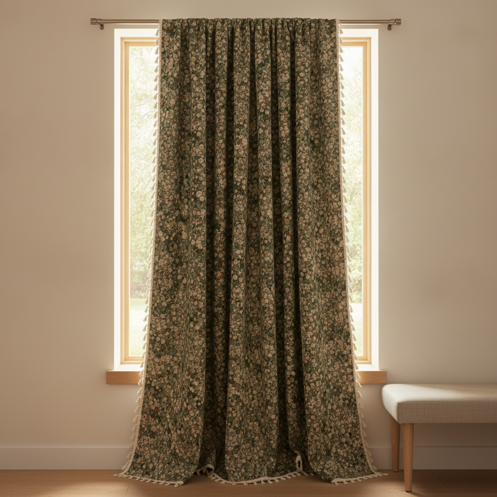 French Vintage Floral Tapestry Curtain lifestyle - hung on window