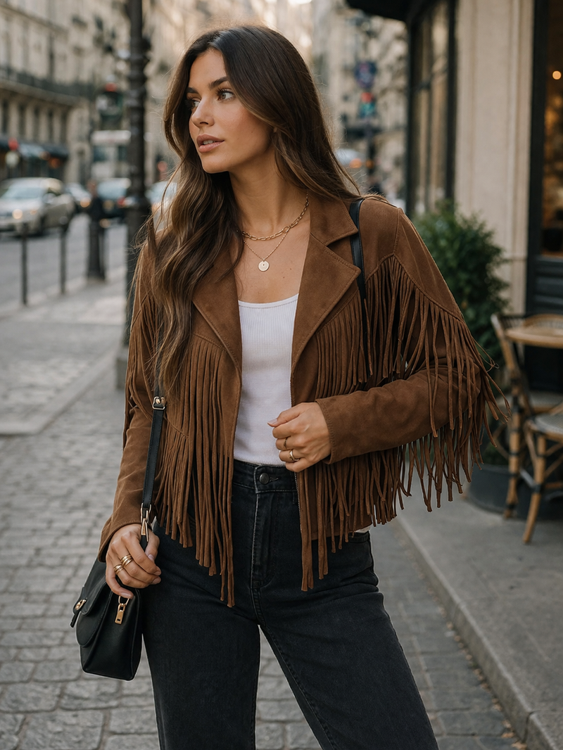 Elise Women's Suede Blazer - front view