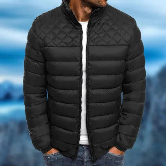 Lachlan Men's Quilted Jacket - fabric and finish detail