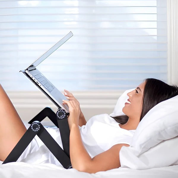 Onyx Adjustable Laptop Stand - fabric and finish detail