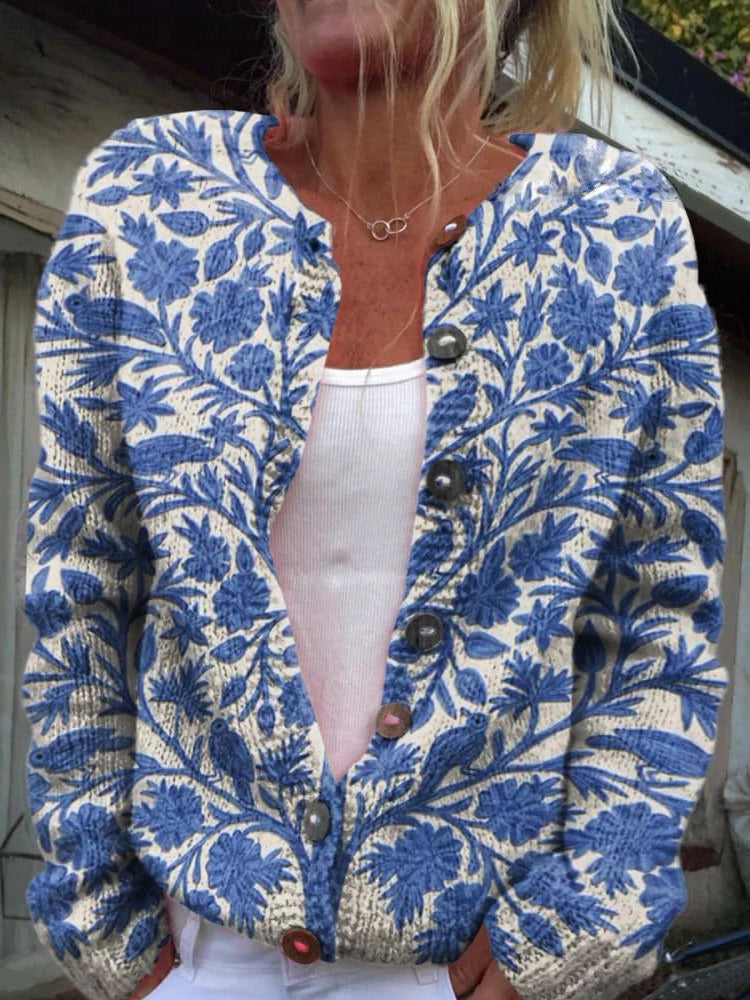 Lena Women's Floral Cardigan - front view