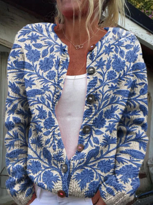 Lena Women's Floral Cardigan - front view