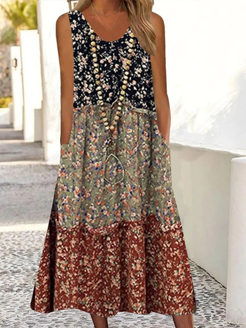 Saskia Women's Printed Midi Dress | Floral, Sleeveless