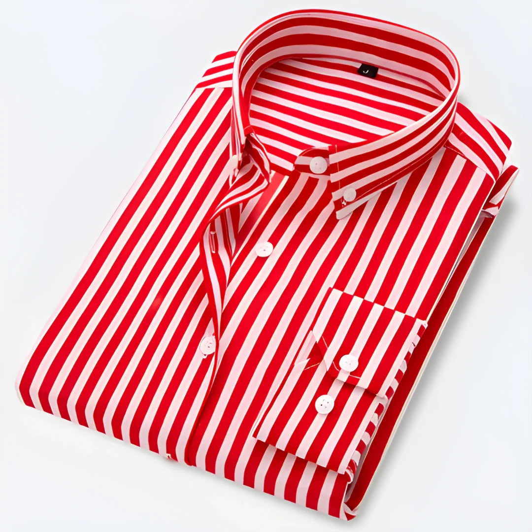 Xavier Men's Striped Shirt - styled view