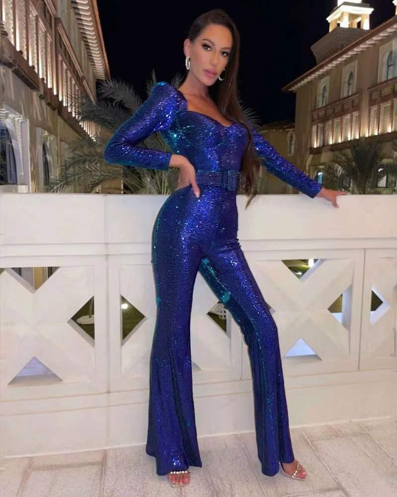 Nora Women's Jumpsuit | Sequin, Long Sleeve