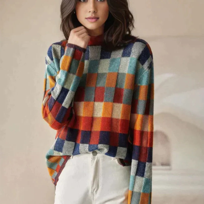 Clara Women's Patchwork Turtleneck - front view