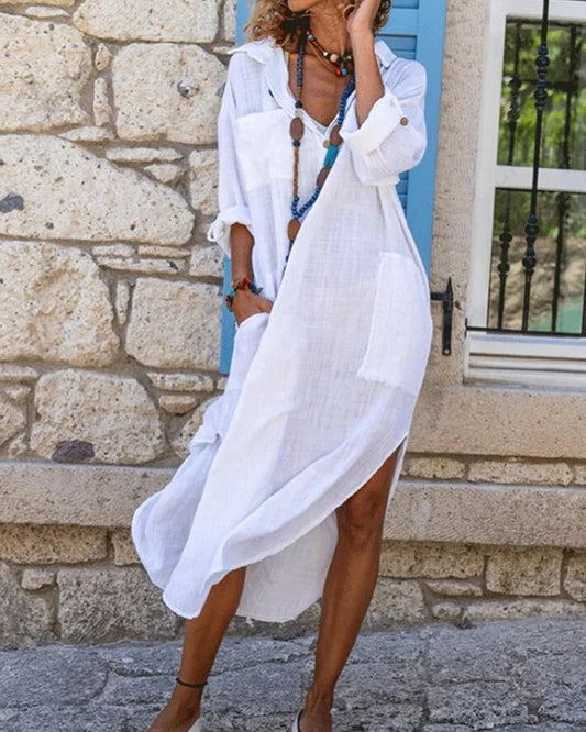 Ava Women's Linen Dress - front view