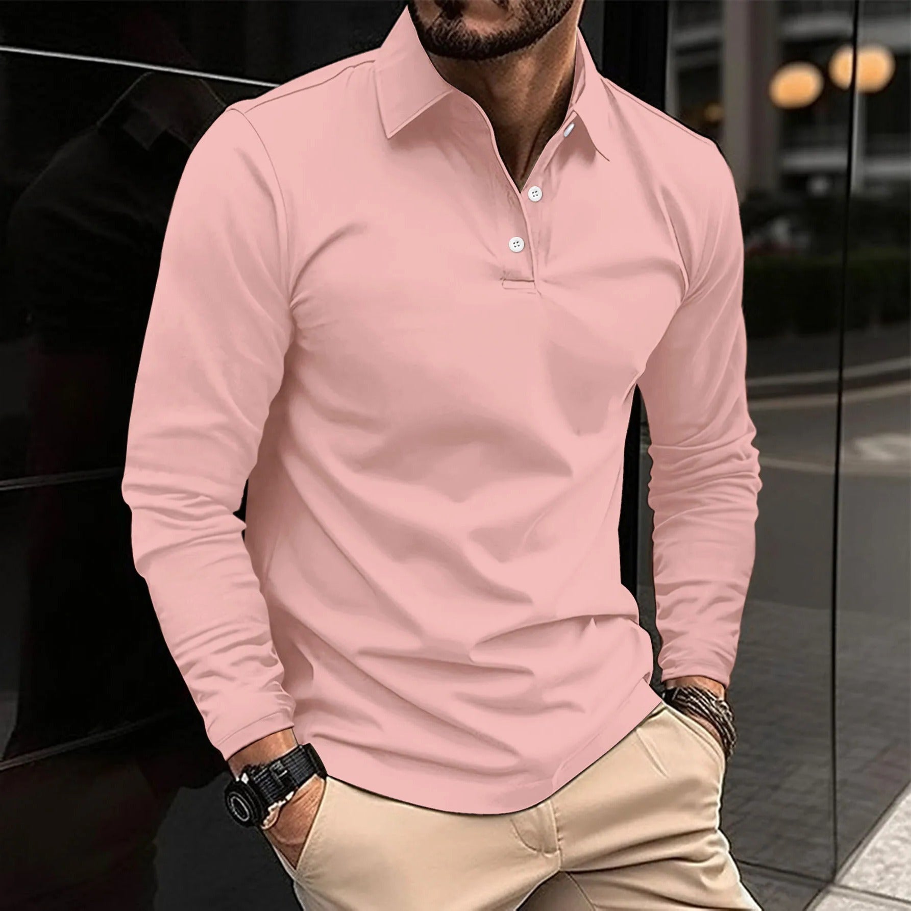 Felix Men's Long-sleeve Polo - fabric and finish detail
