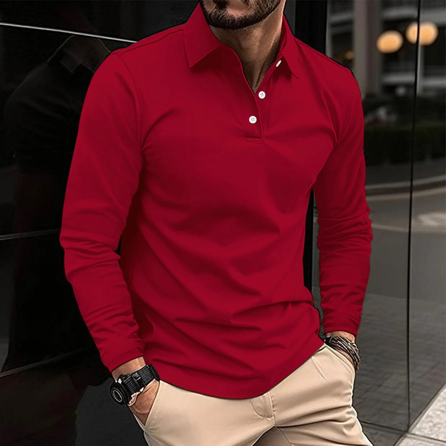 Felix Men's Long-sleeve Polo - close-up detail