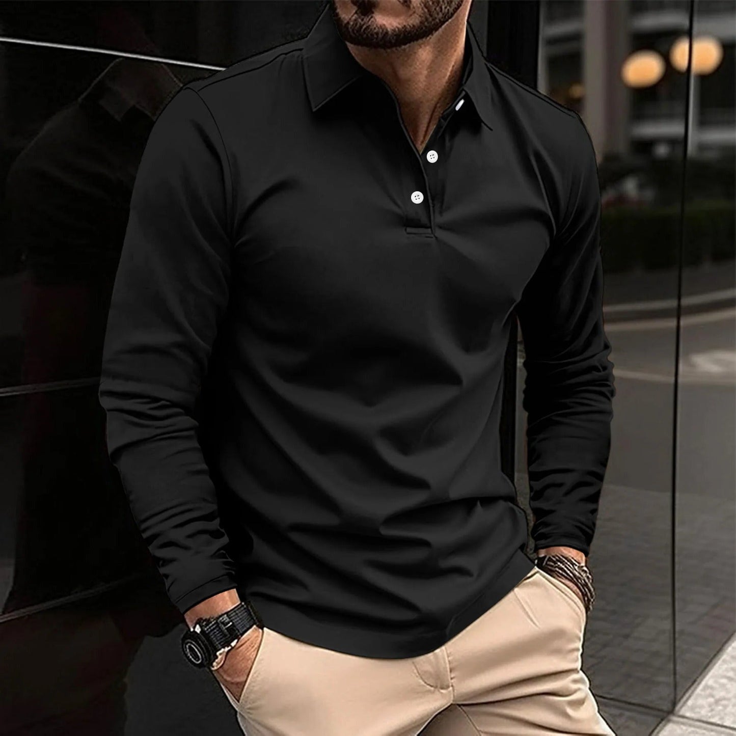 Felix Men's Long-sleeve Polo - back view