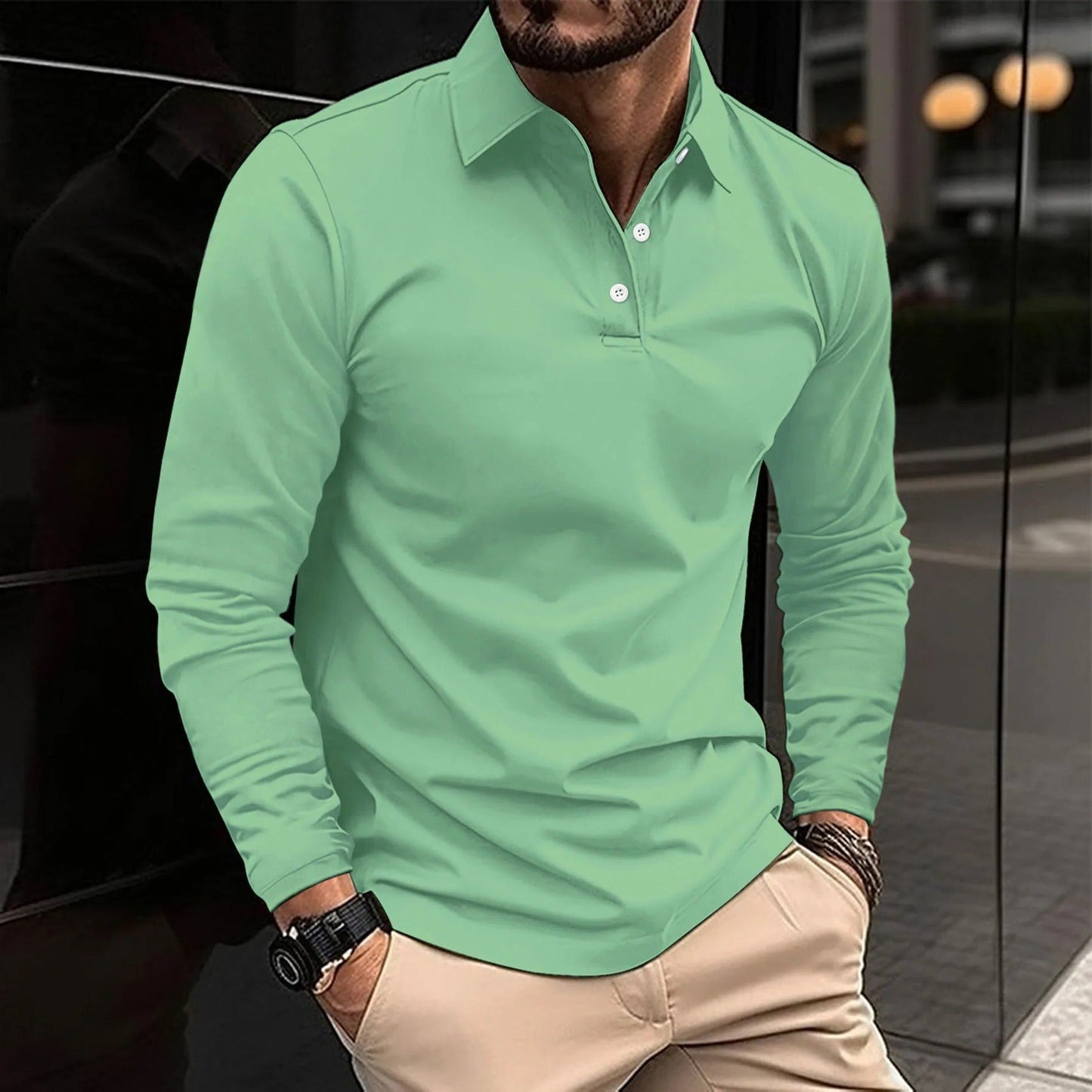 Felix Men's Long-sleeve Polo - shown in use