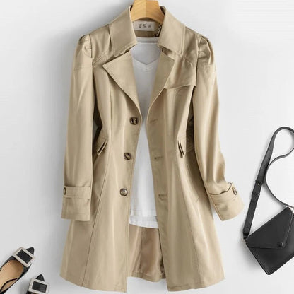 Ines Women's Trench Coat - fabric and finish detail