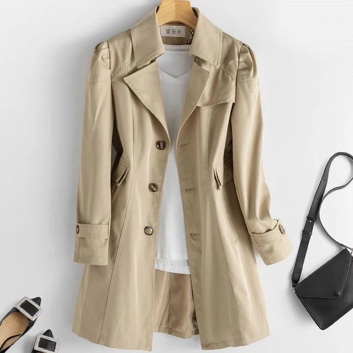 Ines Women's Trench Coat - fabric and finish detail