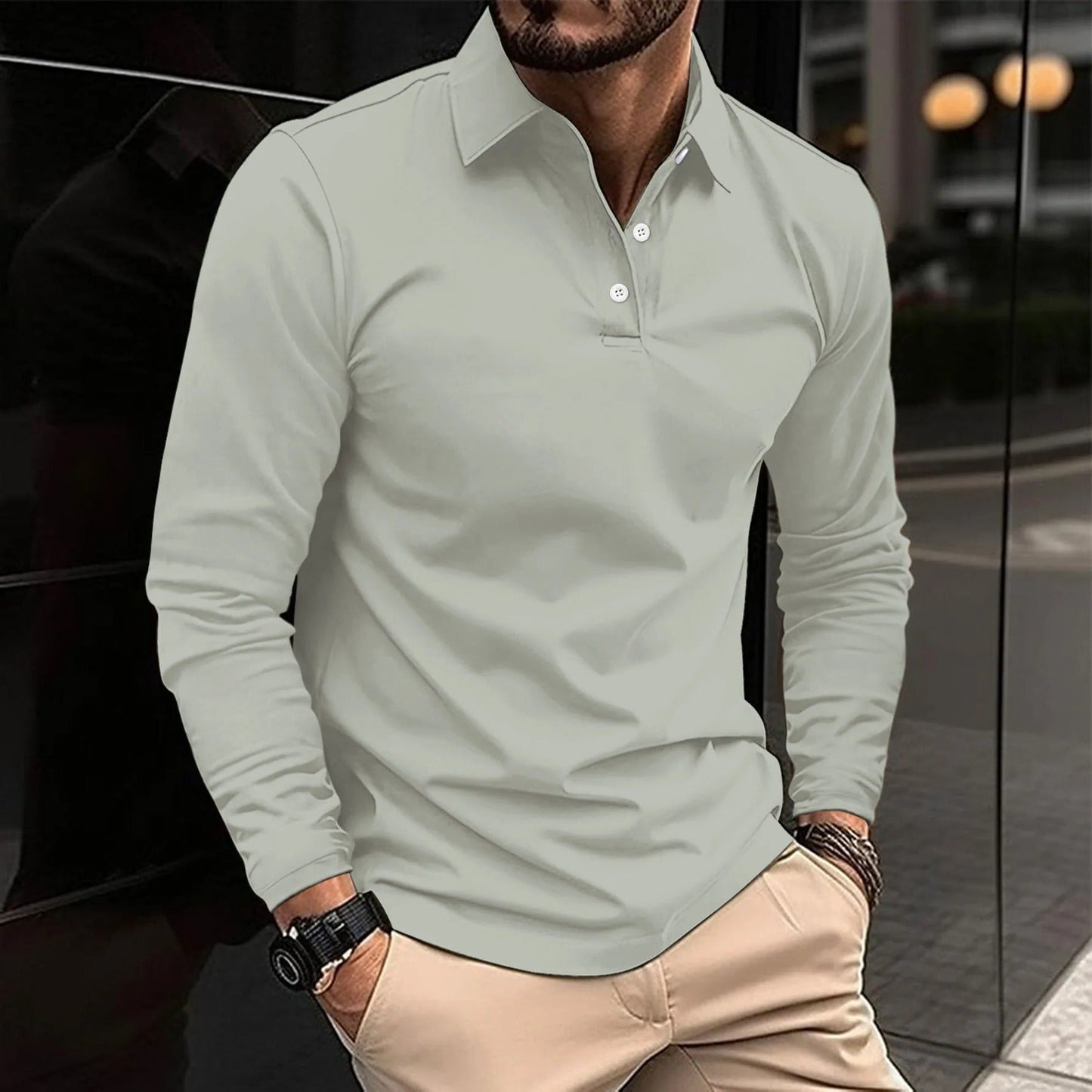 Felix Men's Long-sleeve Polo - full-length view