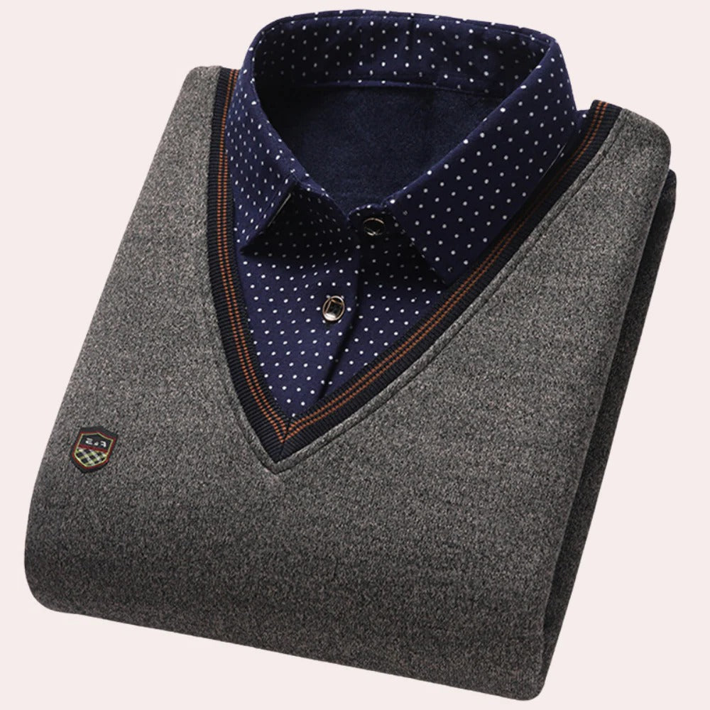 Finnian Men's Sweater - fabric and finish detail