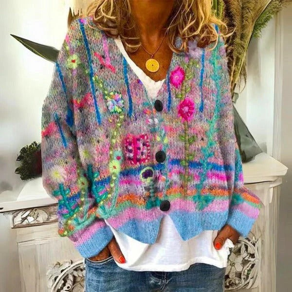 Liana Women's Floral Sweater - back view
