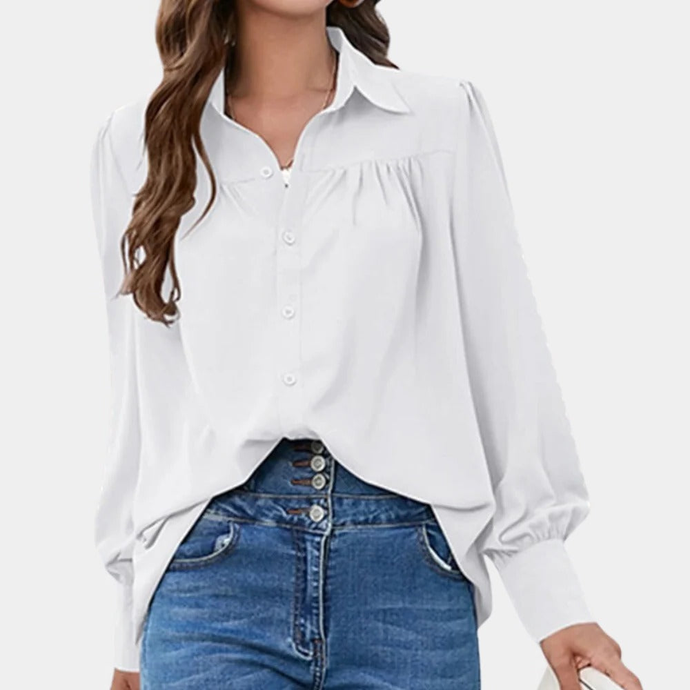 Uma Women's Pleated Blouse - close-up detail